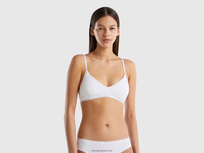 τεντωμένο σουτιέν από οργανικό βαμβάκι J8TLD1084 Benetton γυναίκες άσπρο