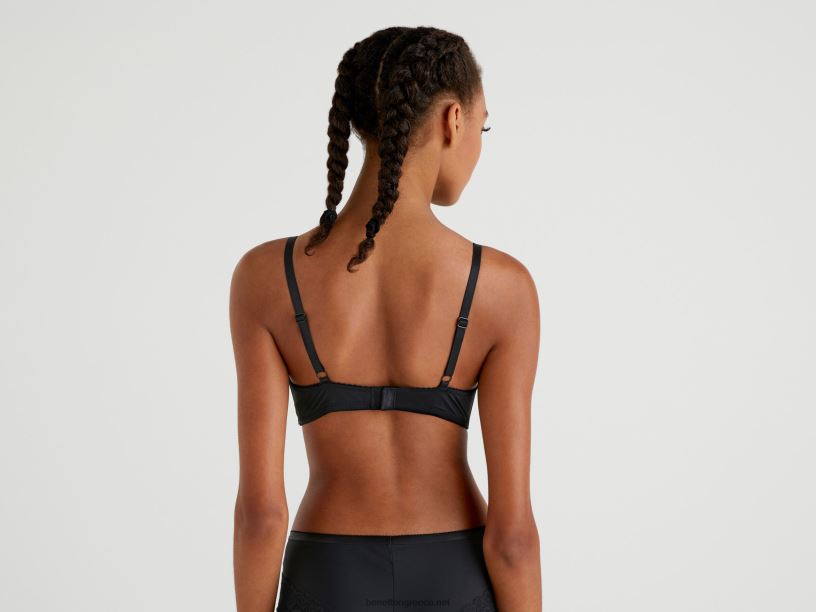 σουτιέν με επένδυση με δαντέλα και φιόγκο J8TLD1101 Benetton γυναίκες μαύρος