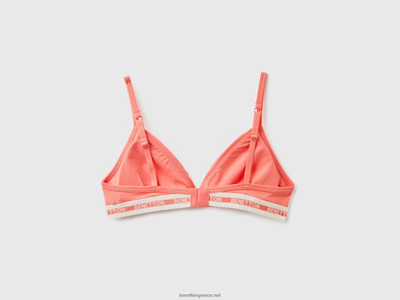 τριγωνικό σουτιέν από οργανικό βαμβάκι J8TLD4273 Benetton γυναίκες πορτοκαλί κοράλλι