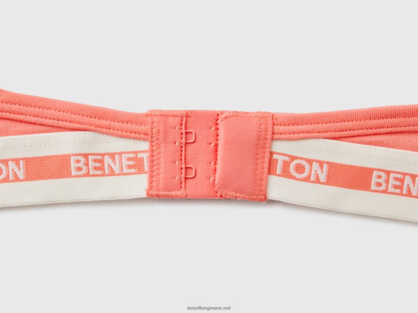 τριγωνικό σουτιέν από οργανικό βαμβάκι J8TLD4273 Benetton γυναίκες πορτοκαλί κοράλλι