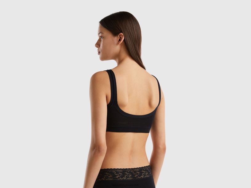 σουτιέν από σούπερ ελαστικό οργανικό βαμβάκι J8TLD4351 Benetton γυναίκες μαύρος