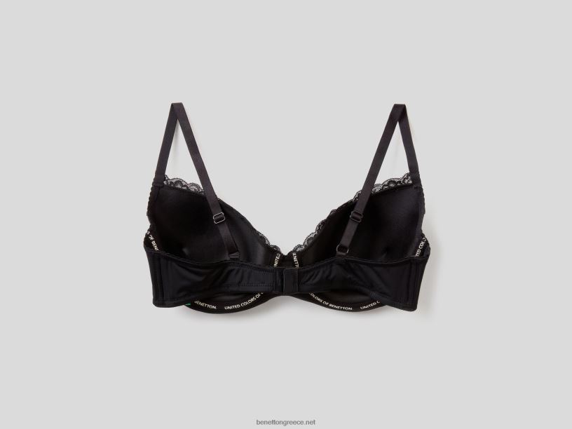 σουτιέν με επένδυση με δαντέλα και φιόγκο J8TLD4357 Benetton γυναίκες μαύρος