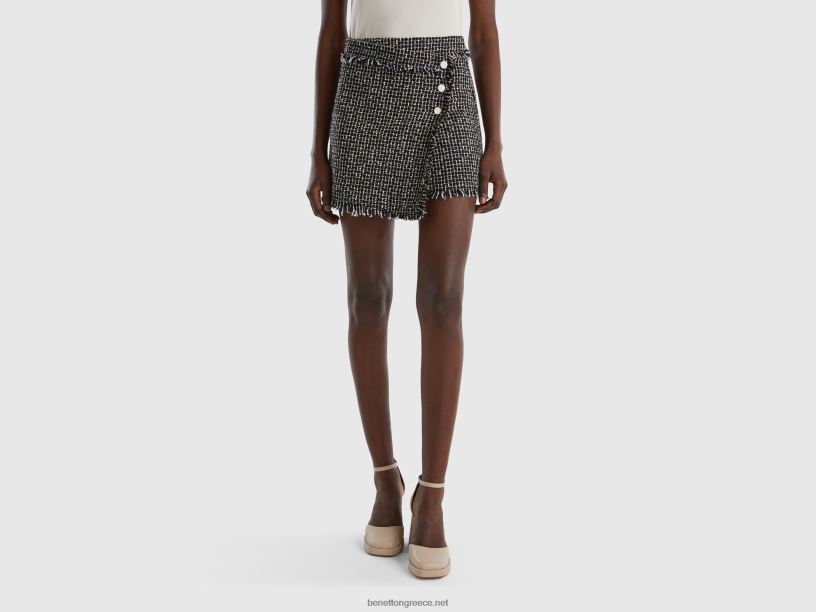 μίνι φούστα σε τουίντ J8TLD4164 Benetton γυναίκες μαύρος