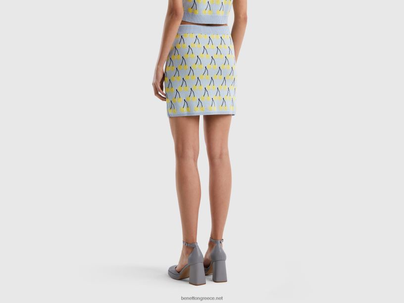 γαλάζια μίνι φούστα με μοτίβο κερασιού J8TLD4169 Benetton γυναίκες μπλε του ουρανού