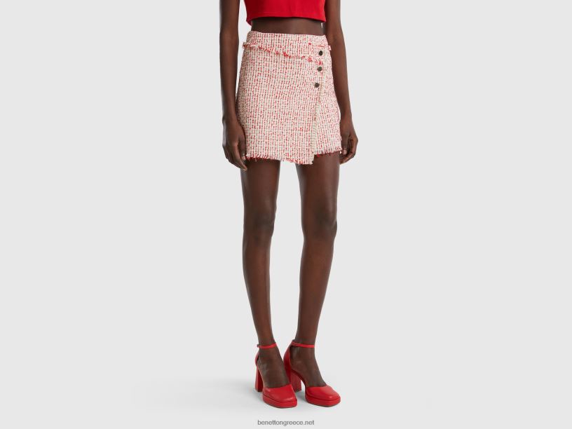 μίνι φούστα σε τουίντ J8TLD700 Benetton γυναίκες το κόκκινο