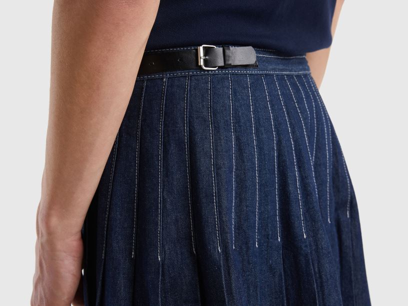 τυλίξτε midi φούστα J8TLD4176 Benetton γυναίκες σκούρο μπλε