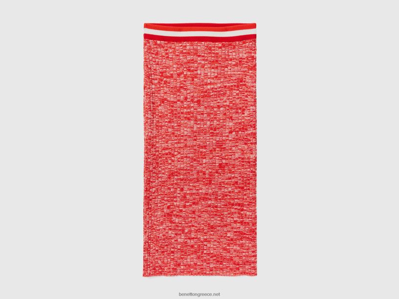 κόκκινη πλεκτή pencil φούστα J8TLD4162 Benetton γυναίκες το κόκκινο