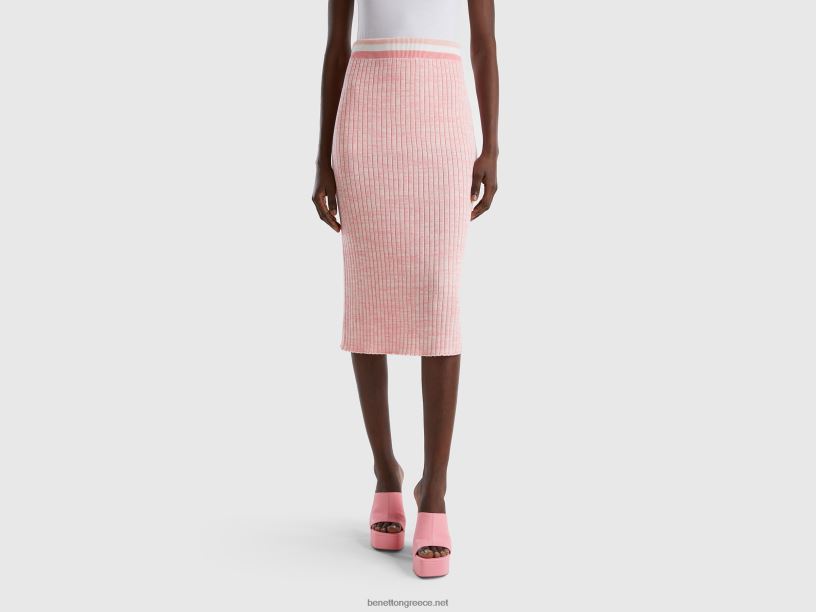 ροζ πλεκτή pencil φούστα J8TLD4170 Benetton γυναίκες ροζ