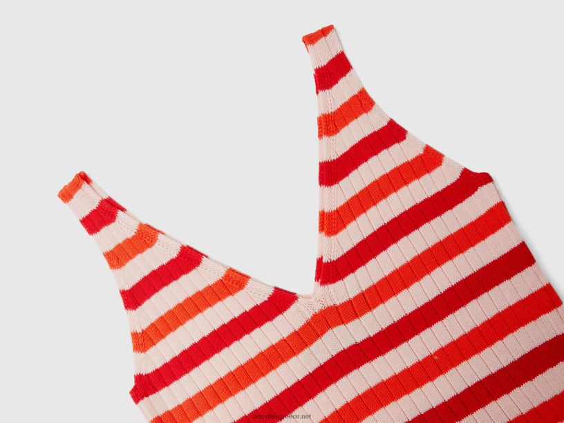 ριγέ μίντι φόρεμα J8TLD4007 Benetton γυναίκες πολύχρωμο