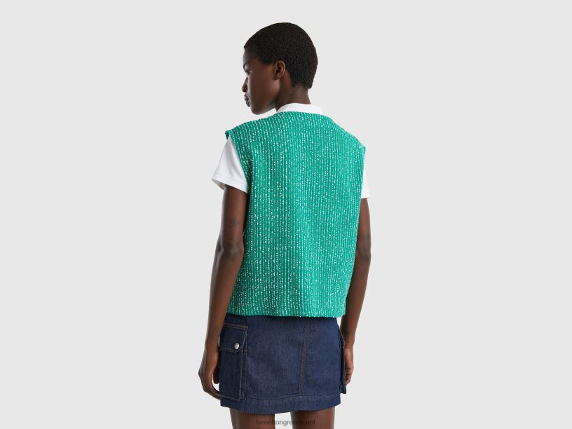 πράσινο γιλέκο boucl茅 J8TLD273 Benetton γυναίκες πράσινος