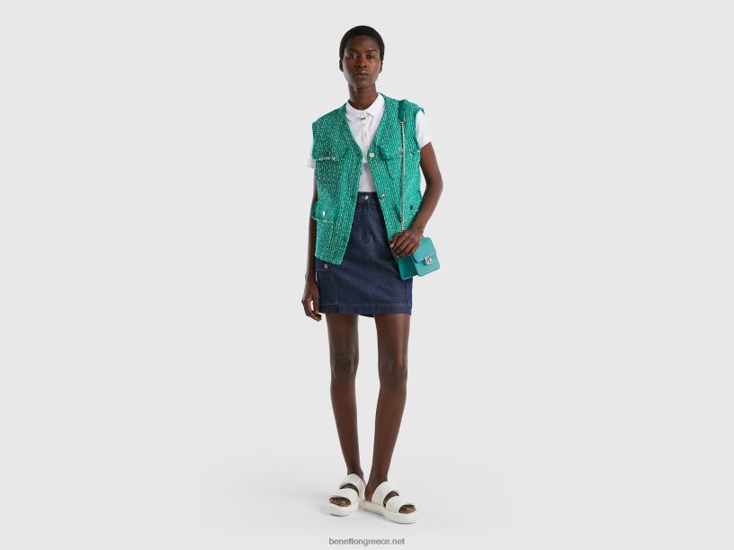 πράσινο γιλέκο boucl茅 J8TLD273 Benetton γυναίκες πράσινος