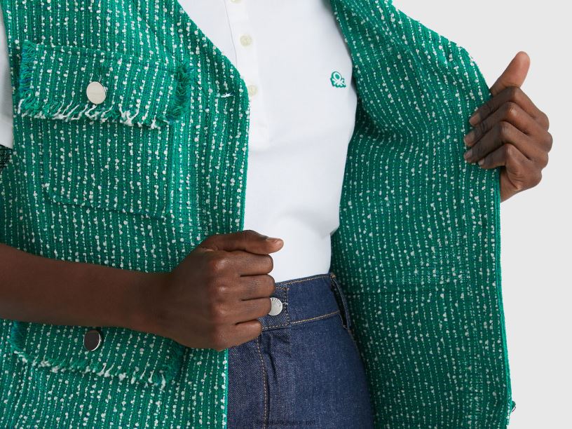 πράσινο γιλέκο boucl茅 J8TLD273 Benetton γυναίκες πράσινος