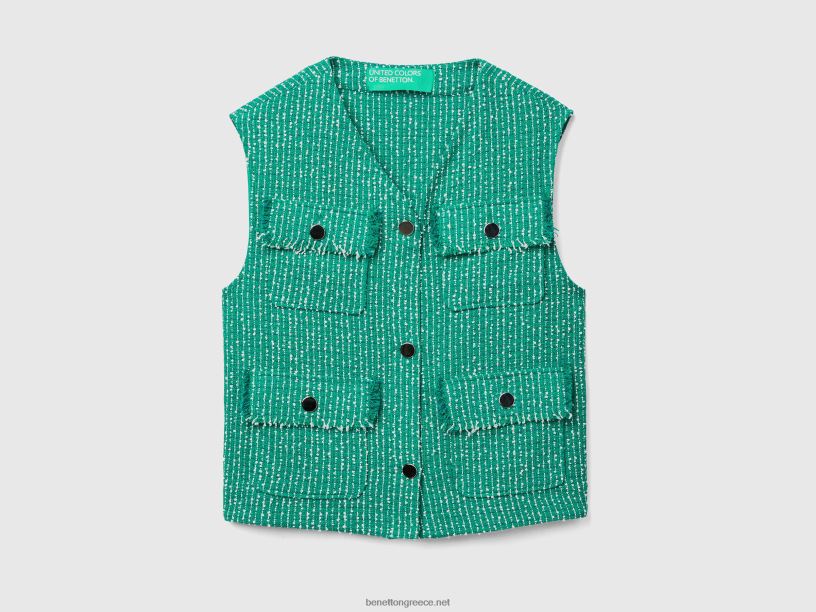 πράσινο γιλέκο boucl茅 J8TLD273 Benetton γυναίκες πράσινος