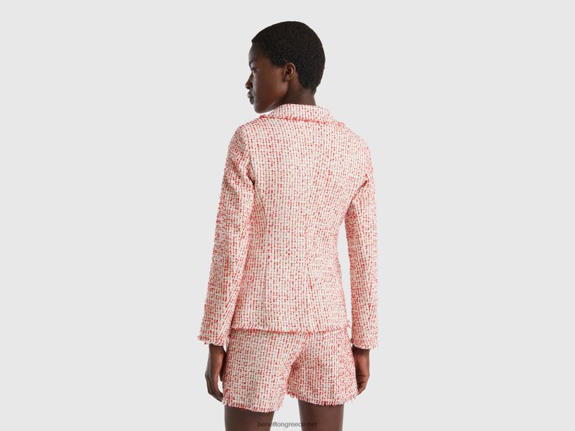 διπλό μπλέιζερ σε τουίντ J8TLD249 Benetton γυναίκες ροζ