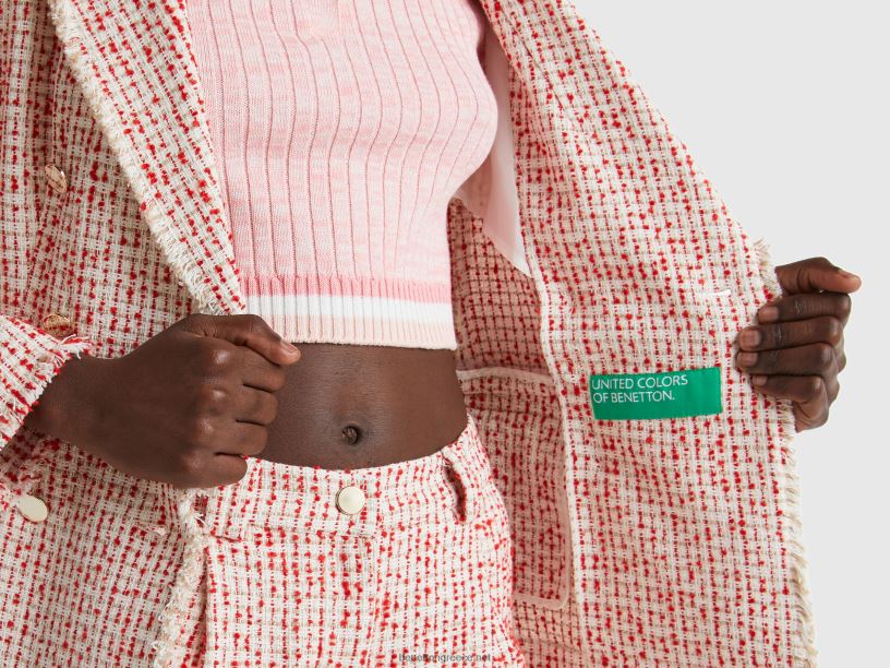 διπλό μπλέιζερ σε τουίντ J8TLD249 Benetton γυναίκες ροζ