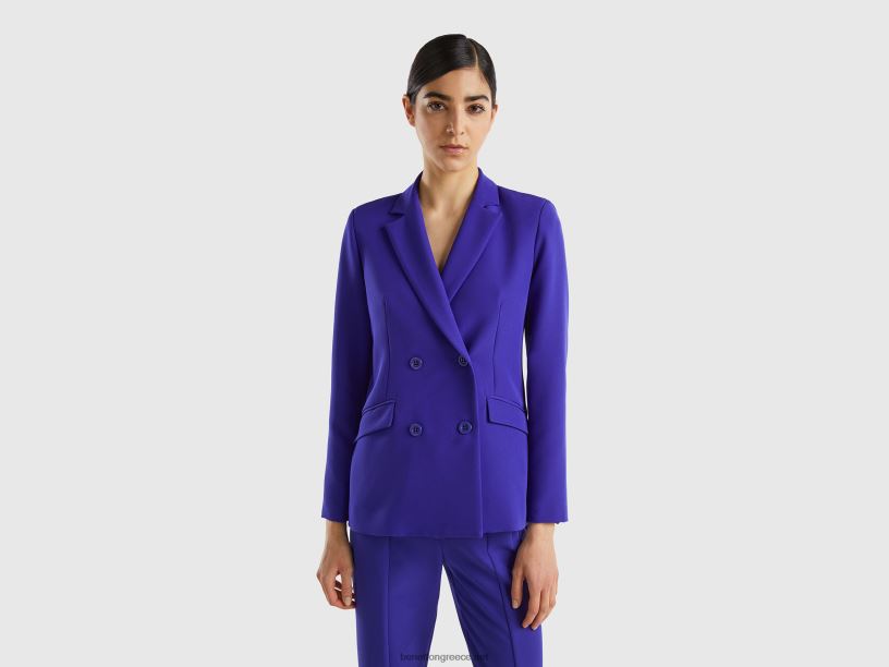 διπλό μπλέιζερ J8TLD3742 Benetton γυναίκες γαλάζιο