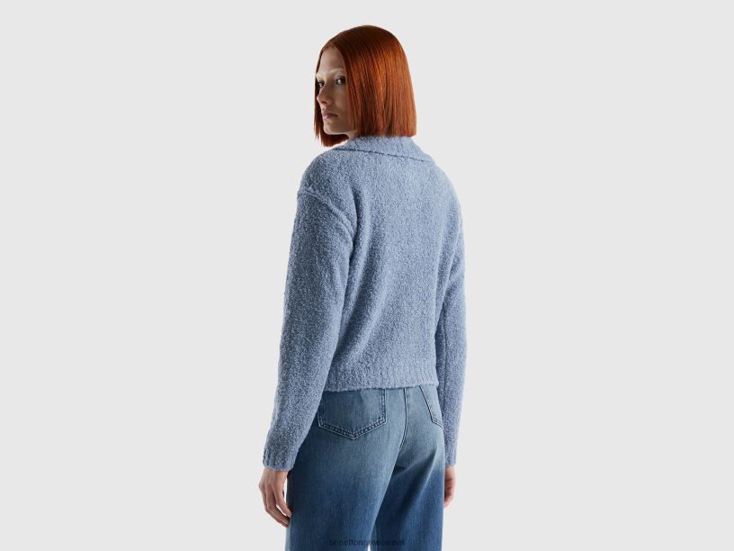 σακάκι σε νήμα boucl茅 J8TLD3724 Benetton γυναίκες μυρτιά