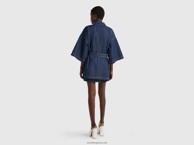 σακάκι κιμονό chambray J8TLD265 Benetton γυναίκες σκούρο μπλε