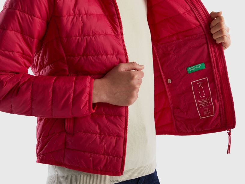 Πουφερ μπουφάν με ανακυκλωμένη βάτα J8TLD254 Benetton γυναίκες φουξία
