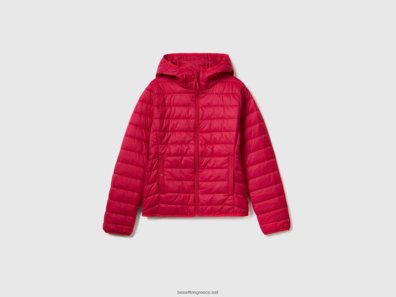 Πουφερ μπουφάν με ανακυκλωμένη βάτα J8TLD254 Benetton γυναίκες φουξία
