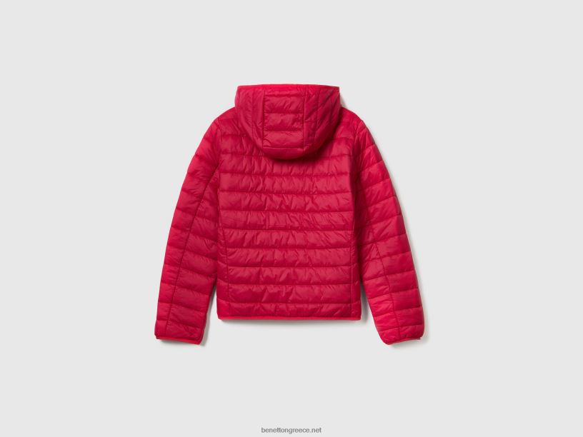 Πουφερ μπουφάν με ανακυκλωμένη βάτα J8TLD254 Benetton γυναίκες φουξία