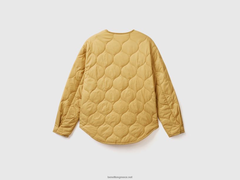 μπουφάν με επένδυση από ανακυκλωμένη βάτα J8TLD3711 Benetton γυναίκες μουστάρδα