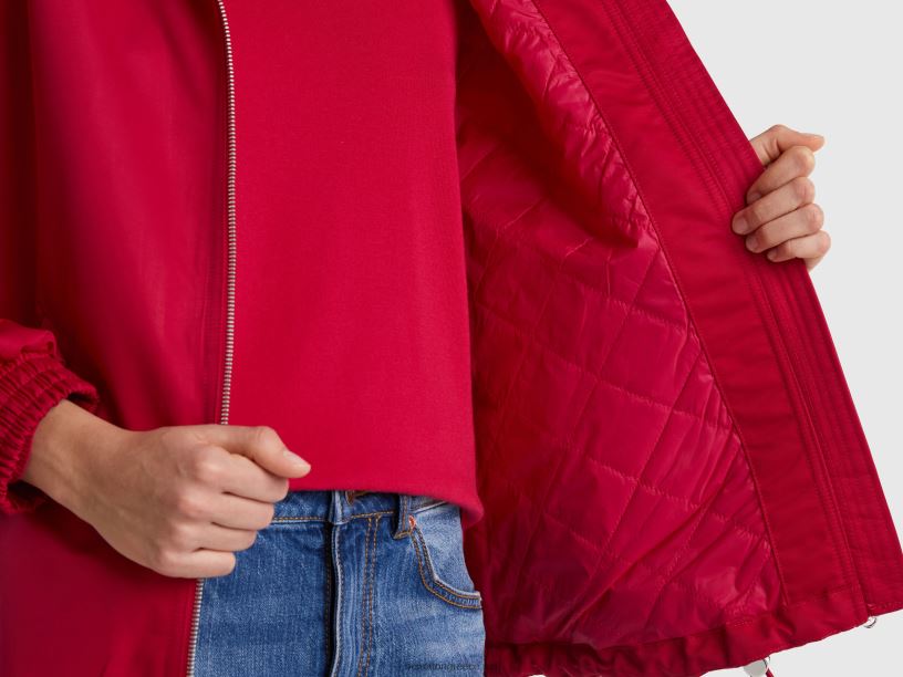 αδιάβροχο με κουκούλα J8TLD3729 Benetton γυναίκες φουξία