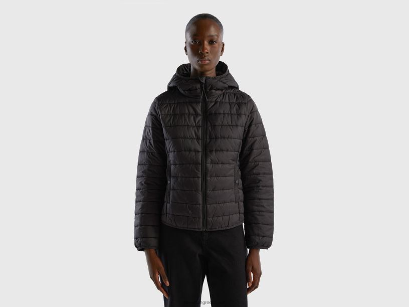 Πουφερ μπουφάν με ανακυκλωμένη βάτα J8TLD3740 Benetton γυναίκες μαύρος