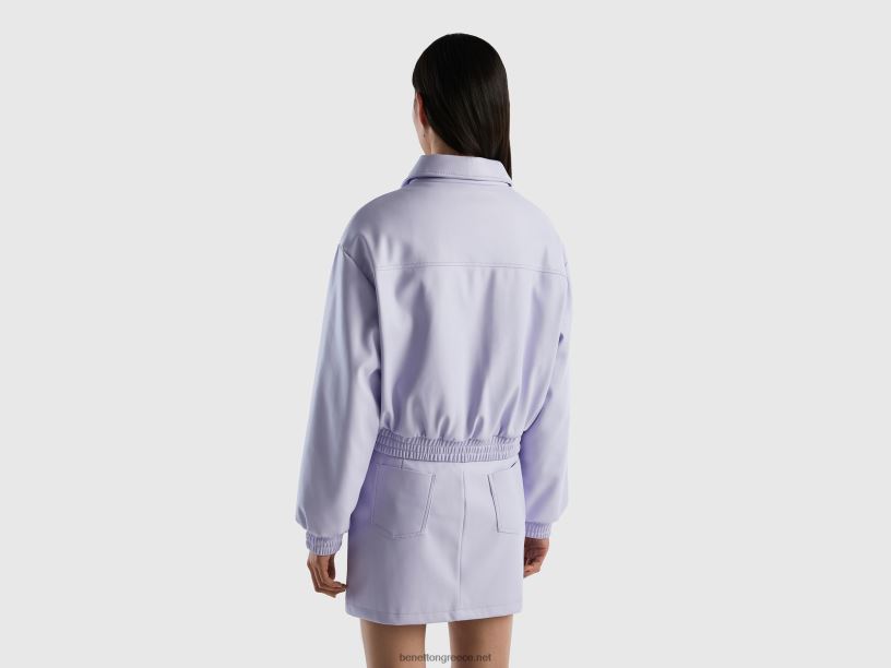 ελαφρύ bomber από απομίμηση δέρματος J8TLD236 Benetton γυναίκες πασχαλιά