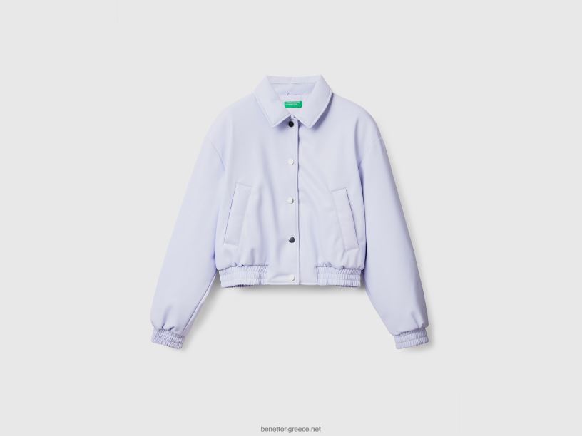ελαφρύ bomber από απομίμηση δέρματος J8TLD236 Benetton γυναίκες πασχαλιά