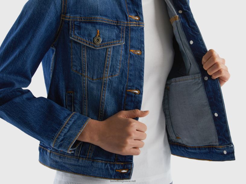 τζιν μπουφάν σε boxy fit J8TLD3739 Benetton γυναίκες μπλε