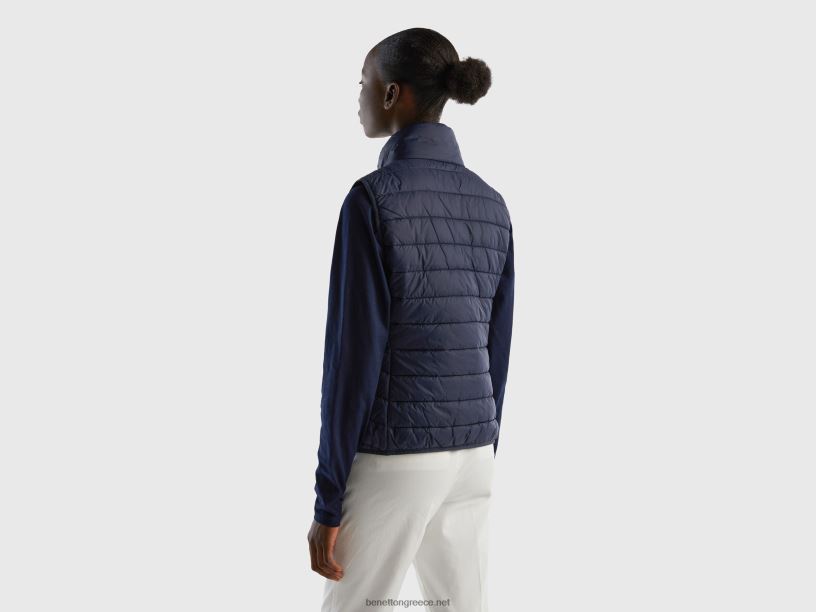 αμάνικο puffer jacket με ανακυκλωμένη βάτα J8TLD3754 Benetton γυναίκες σκούρο μπλε