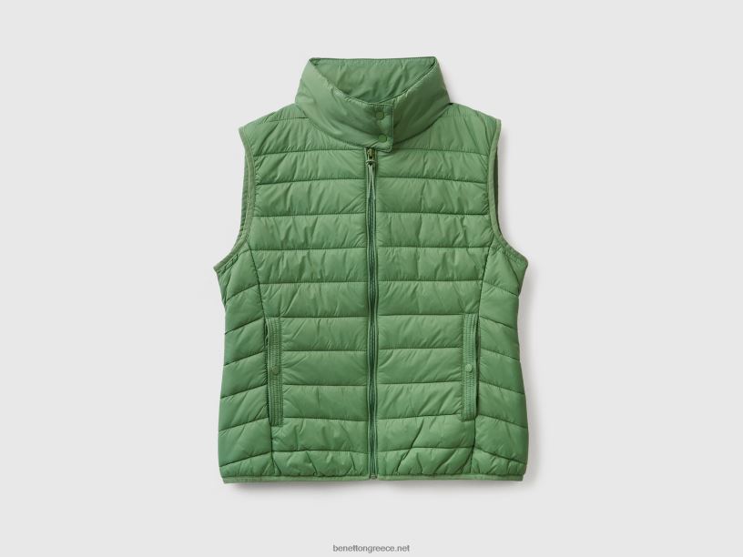αμάνικο puffer jacket με ανακυκλωμένη βάτα J8TLD3755 Benetton γυναίκες πράσινος