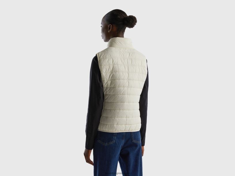 αμάνικο puffer jacket με ανακυκλωμένη βάτα J8TLD3756 Benetton γυναίκες κρεμώδες λευκό