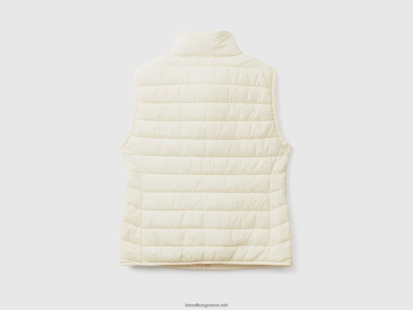 αμάνικο puffer jacket με ανακυκλωμένη βάτα J8TLD3756 Benetton γυναίκες κρεμώδες λευκό