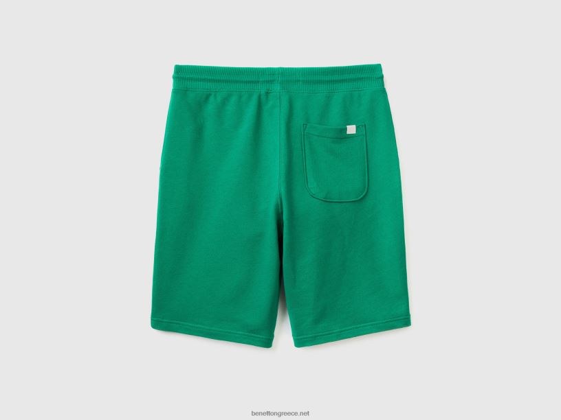 Βερμούδες από 100% βαμβάκι J8TLD1426 Benetton γυναίκες σκούρο πράσινο