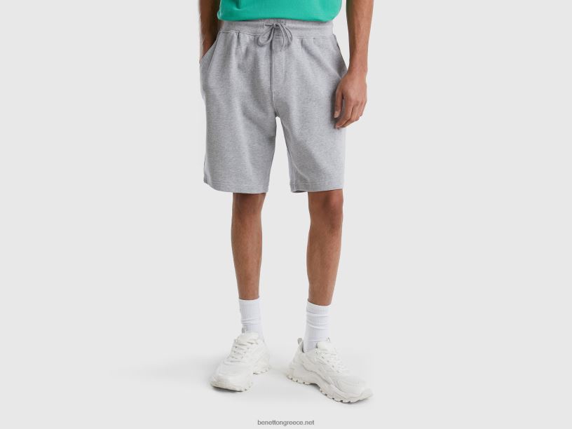 Βερμούδες από 100% βαμβάκι J8TLD4644 Benetton γυναίκες ανοιχτό γκρι
