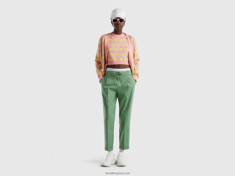 τζόγκερ σε ελαστικό βαμβάκι J8TLD4041 Benetton γυναίκες πράσινος