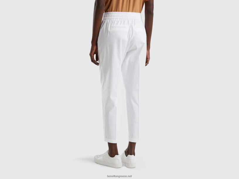 τζόγκερ σε ελαστικό βαμβάκι J8TLD4084 Benetton γυναίκες άσπρο