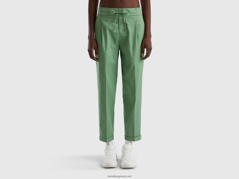 τζόγκερ σε ελαστικό βαμβάκι J8TLD584 Benetton γυναίκες πράσινος