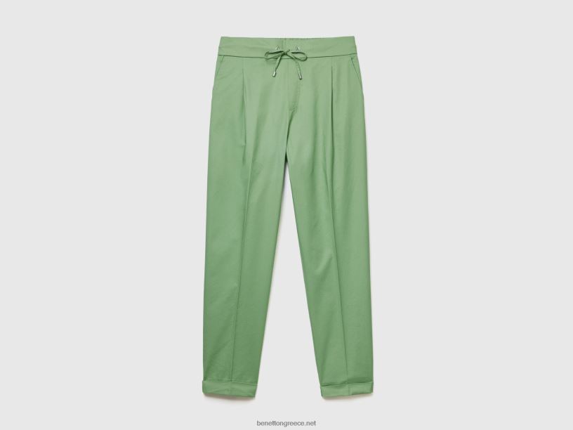 τζόγκερ σε ελαστικό βαμβάκι J8TLD584 Benetton γυναίκες πράσινος