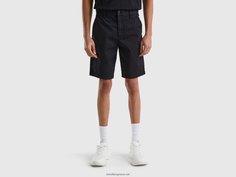 βερμούδες chino από ελαστικό βαμβάκι J8TLD4650 Benetton γυναίκες μαύρος