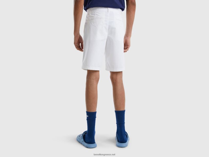 βερμούδες chino από ελαστικό βαμβάκι J8TLD4661 Benetton γυναίκες άσπρο