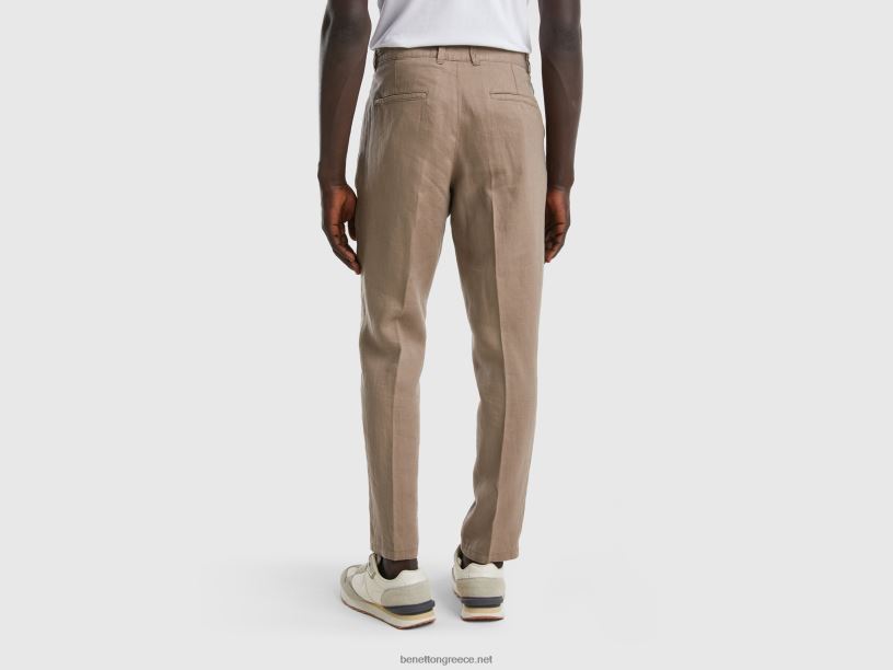 chinos από καθαρό λινό J8TLD1459 Benetton γυναίκες γκρι περιστεριού
