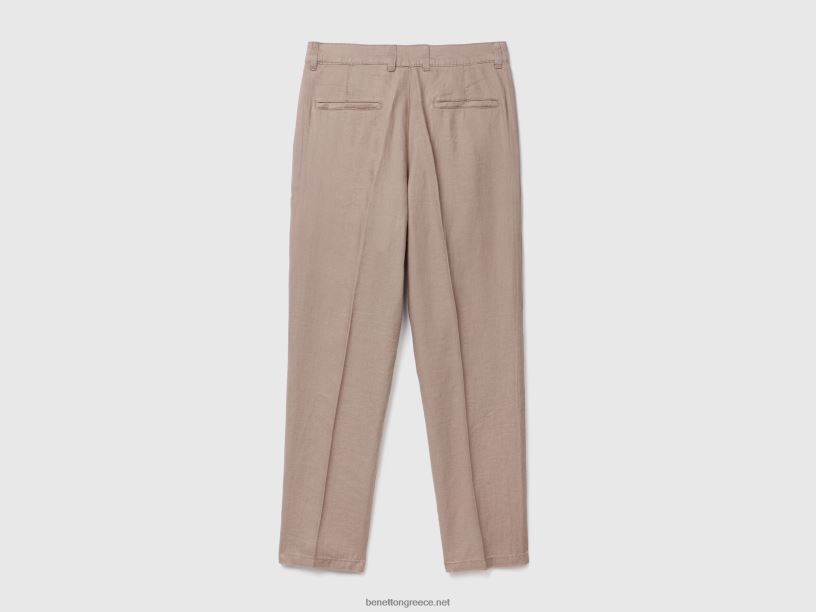 chinos από καθαρό λινό J8TLD1459 Benetton γυναίκες γκρι περιστεριού