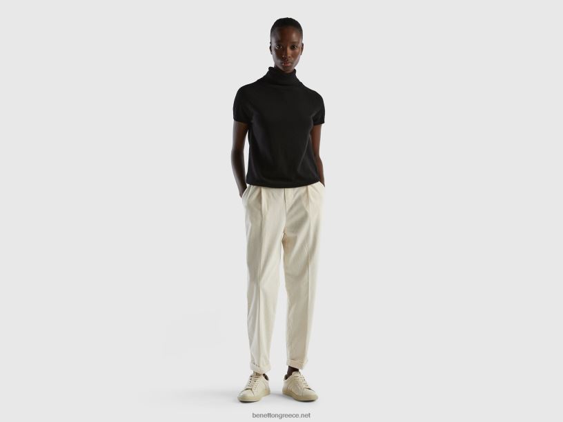 chinos σε βελούδο με ελαστική μέση J8TLD4121 Benetton γυναίκες άσπρο
