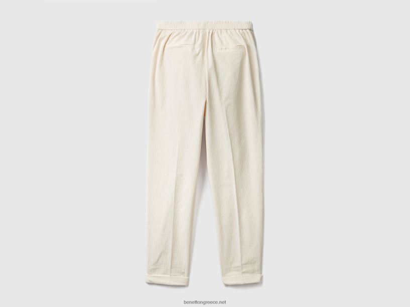 chinos σε βελούδο με ελαστική μέση J8TLD4121 Benetton γυναίκες άσπρο