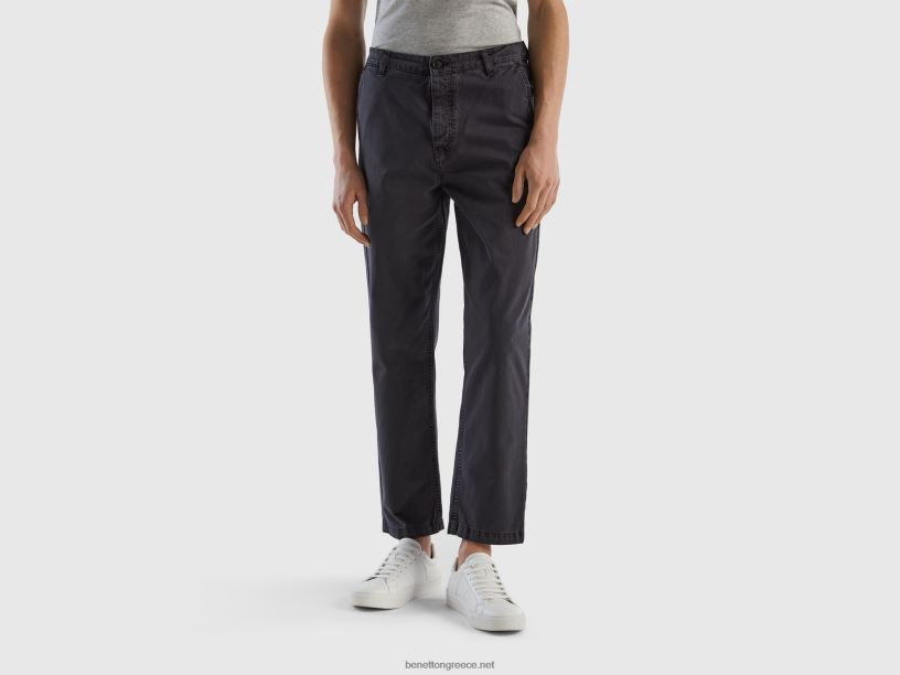 chinos με πεσμένο καβάλο J8TLD4626 Benetton γυναίκες σκούρο γκρίζο