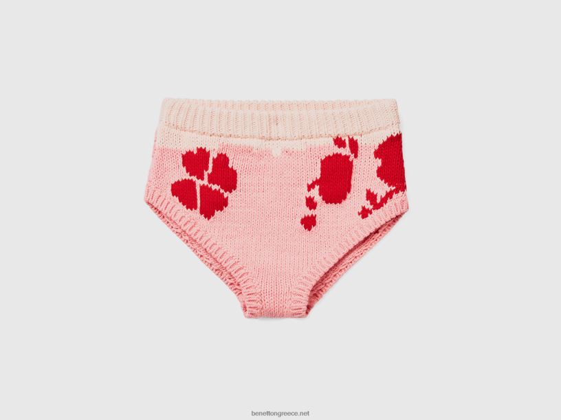 ροζ culottes με ένθετο λουλουδιών J8TLD588 Benetton γυναίκες ροζ