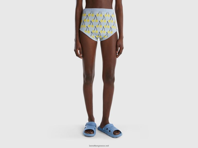 μπλε του ουρανού culottes με μοτίβο κεράσι J8TLD612 Benetton γυναίκες μπλε του ουρανού